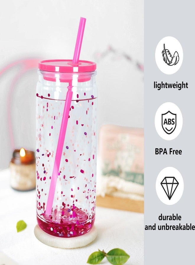 Icesip 16 oz Plastic Snow Globe Tumbler Double Wall Snowglobe Tumbler with Pre Drilled Hole Can with Lids and Straws Plastic Mason Jar Mug for Snow Globe Glitter DIY Gift - Image 5